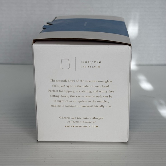 Anthropologie Morgan Stemless Wine Glasses Sky Blue Set of 2 – New in Box - Picture 6 of 10